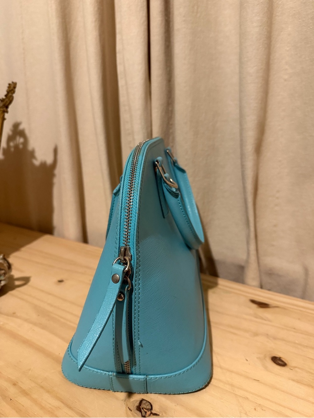Classic Dome Satchel Handbag in Turquoise - Picture 4 of 10